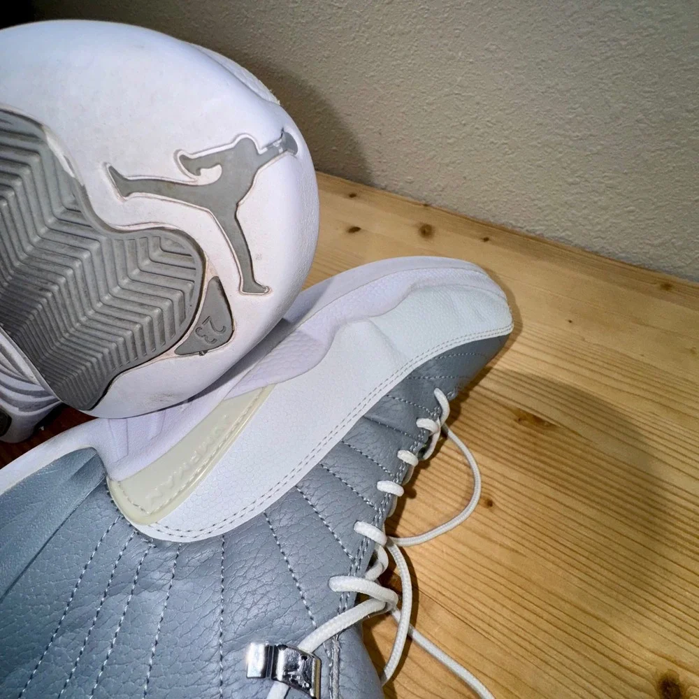 Jordan 12 Retro Sneakers Stealth Gray White Leather Basketball Shoes‎ OG Size 7